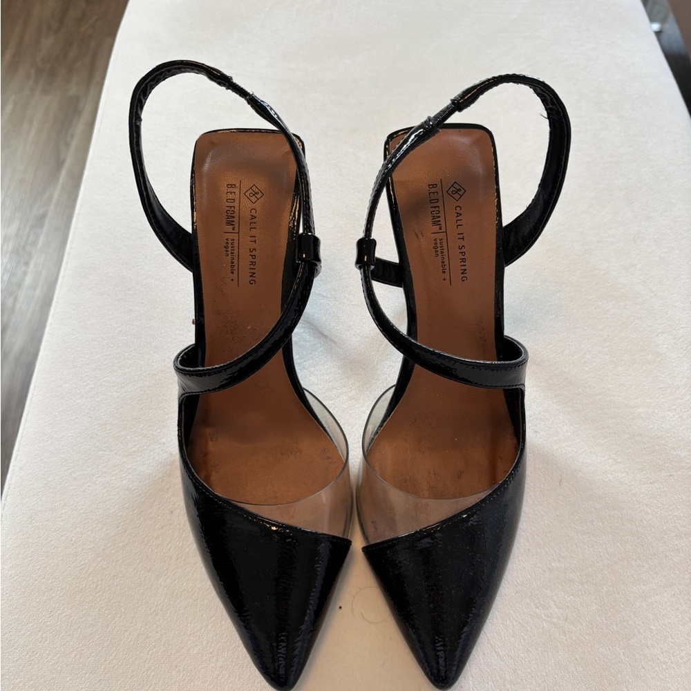 Call It Spring Black asymmetrical toe box Heels